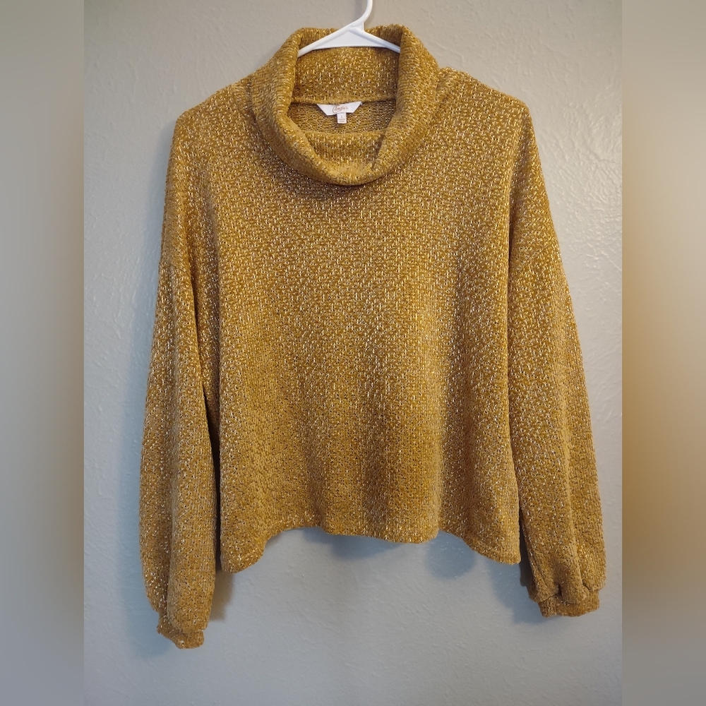 Candies Mustard Yellow Cowl Neck Sweater Size Large